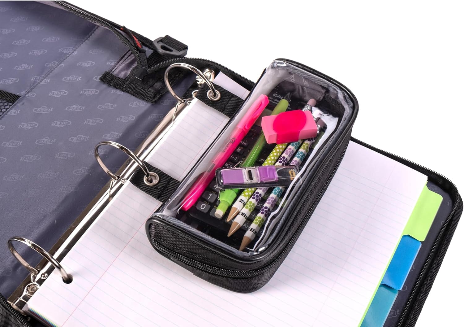 Case It 6-Piece Pack Clear Case Pencil Pouch - Six Pencil Cases-All BLUE