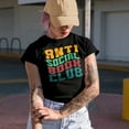 thumbnail image 2 of Anti Social Book Club, Group of Reading Enthusiast Introverts, Groovy Retro Wavy Text Merch Gift, Military Green T-Shirt, Large, 2 of 5
