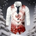 thumbnail image 2 of KKBOTIVE Christmas Suit Vest for Men - Printed Vests Festival Outerwear Jackets - Holiday Season Christmas Prom Apparel Adult Fall Winter Clothes Red-g Size: XXL, 2 of 5
