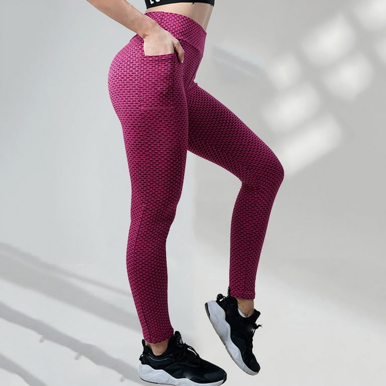 Womens Honeycomb Pocket -Lift Fitness Stretch High Waist Sports Tight Yoga  Pants