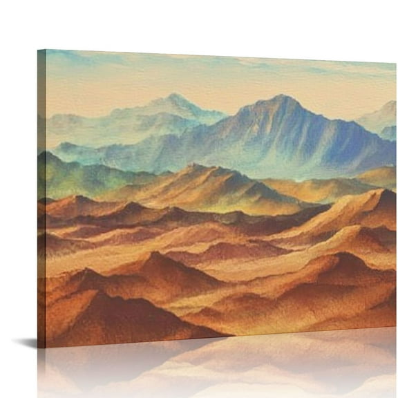Fenyluxe Desert Mountains Sky Art Modern Canvas Prints Wall Decor for Home Bathroom Ready To Hang Room Art Decor 16x12in
