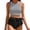 Gray, variant on Women 2 Piece Bikini Set Crew Neck Sleeveless Cropped Halter Side Bow Trunks Stretchy Modest Bathing Suit (XL, Multicolor)