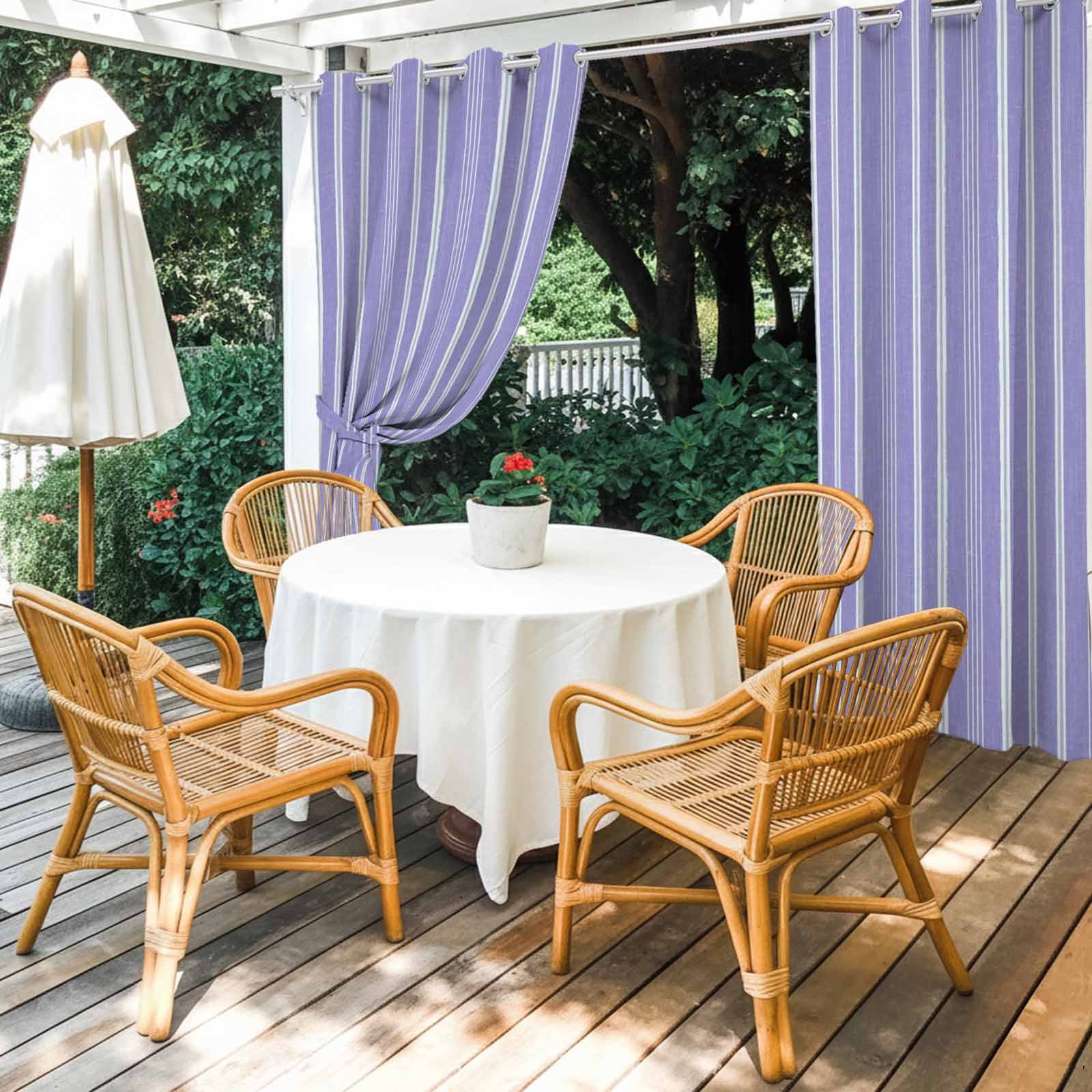 Purple Striped Outdoor Curtains for Patio, Minimalism Stripes Modern Vintage Farmhouse Abstract Sunshade Privacy Drapes Grommet Waterproof Outside Curtains for Porch/Cabana/Balcony 54"x 108", 1 Panel