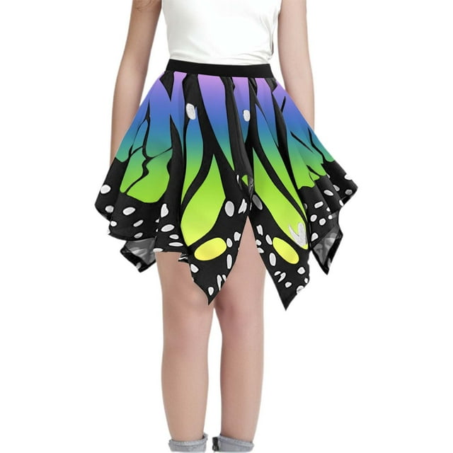 PMVFHDE Robe Imprimée pour Filles Jupe de Carnaval pour Enfants Festival Ambiance Festive Robe Courte pour Filles et Tenue de Fête, Vert, 3-4