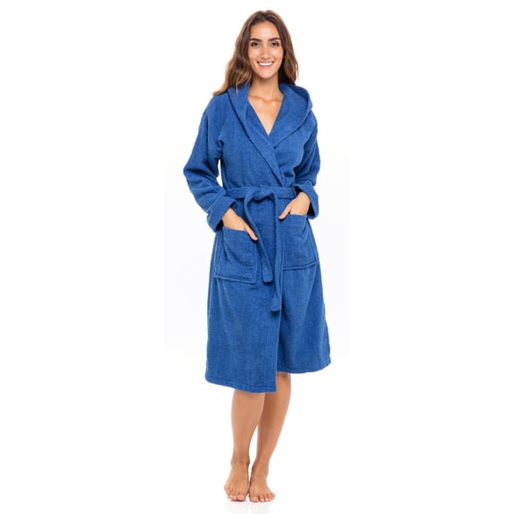 Women 100% Luxury Terry Shawl Cotton Hooded Toweling Bathrobe Spa