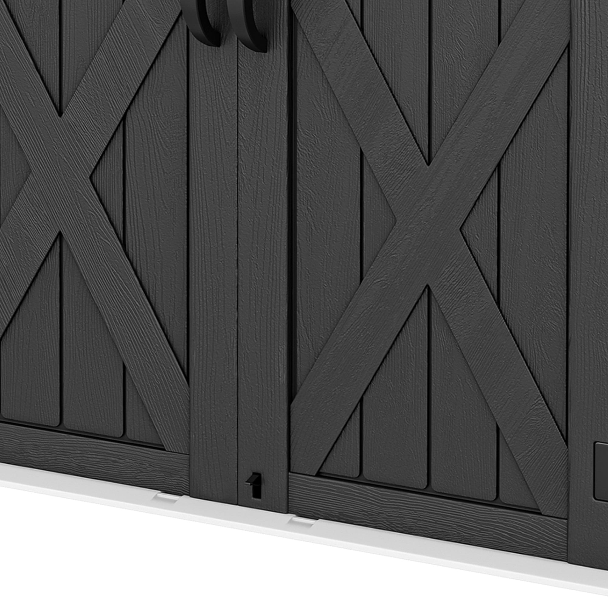 Uforic Outdoor Horizontal Storage Shed with X-Shaped Lockable Door, 35 Cu Ft Weather Resistant Resin Tool Shed, Dark Gray