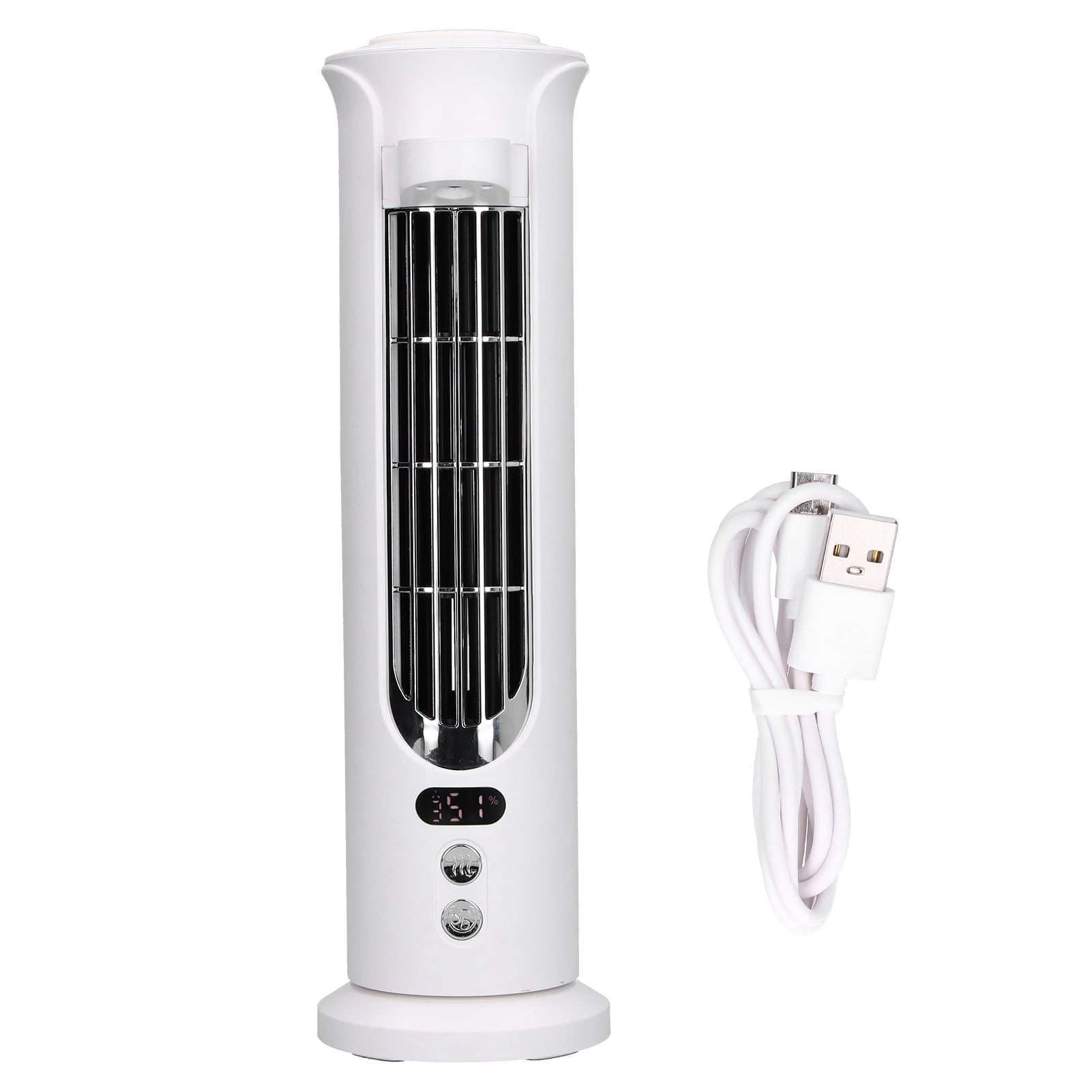 White Portable Tower Fan,XHONG Oscillating Tower Fan,Mini USB Cooling Air Conditioner Bladeless Tower Fan with 2-Speed Digital Control for Home and Office 