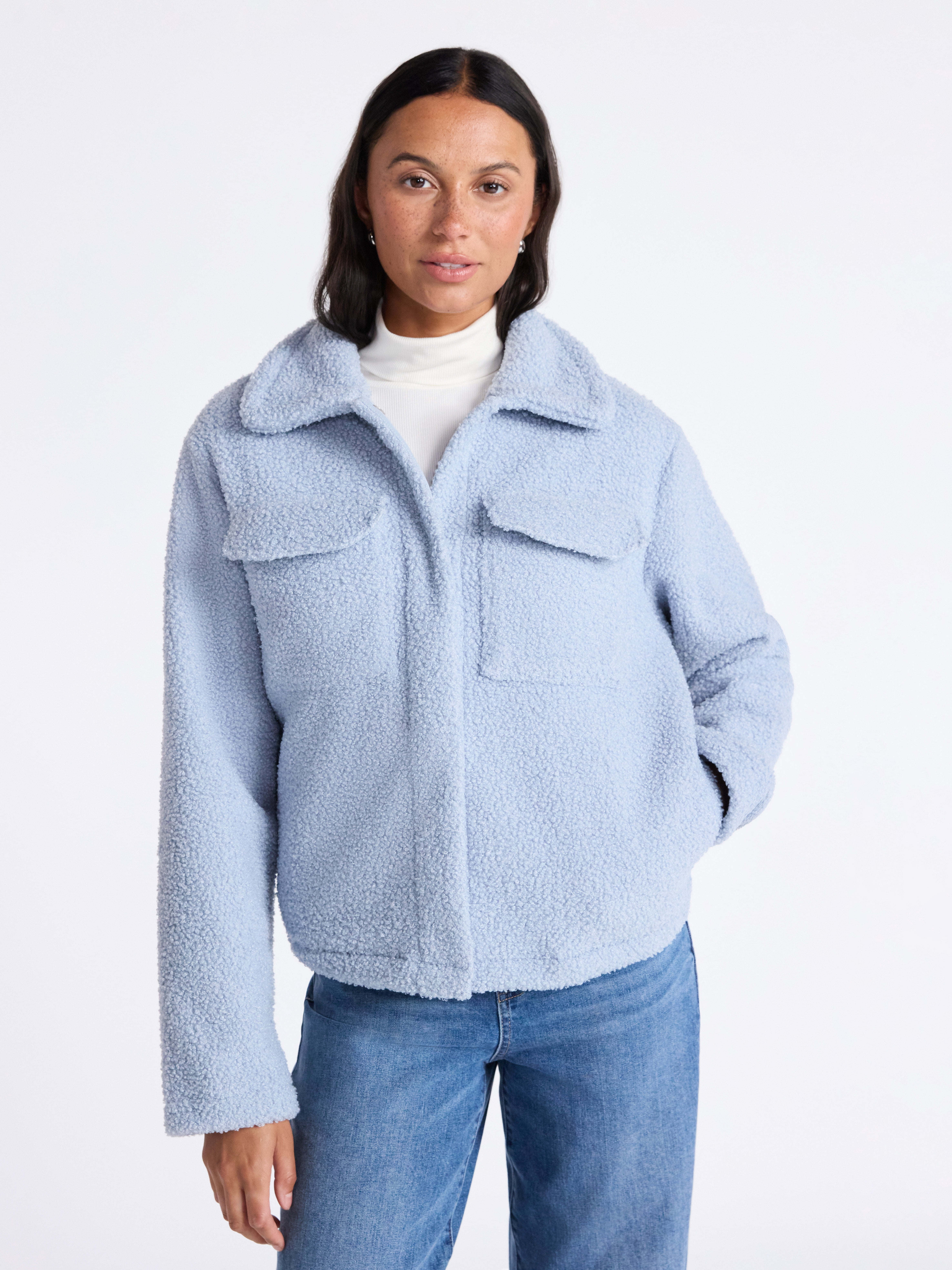 Time and Tru Women's Boucle Trucker Jacket, Midweight, Sizes XS-2X
