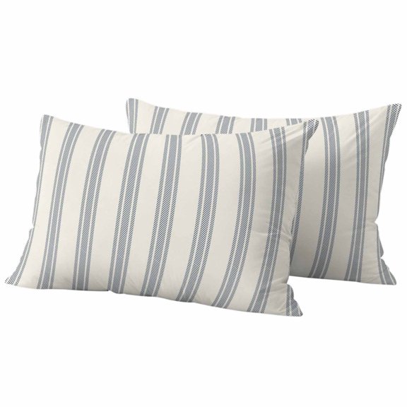 Blue Striped Outdoor Pillow Covers 20"x12" Set of 2, Waterproof Throw Pillow Covers for Patio Furniture, Modern Stripes Farmhouse Decorative Cushion Pillowcases for Garden Porch Couch Sofa