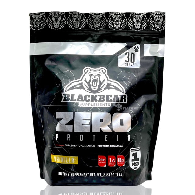 Proteína Zero Carbs 1 kg Vainilla 30 serv Isolatada Blackbear The Blackbear BLACKBZEROBOLSAVAINILLA
