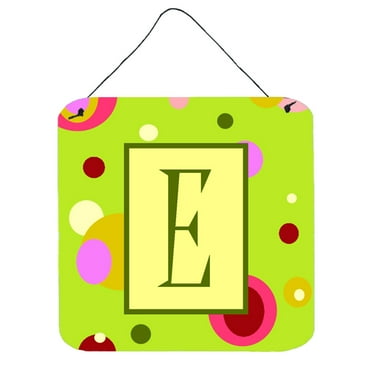 Letter E Monogram - Lime Green Wall or Door Hanging Prints