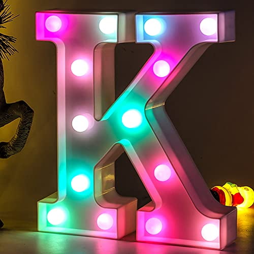 Light Up Letters Letter Lights - Colorful Letters Lights Alphabet, Battery Powered Color Changing Marquee Light Up Letters for Party Birthday Wedding Bar Christmas Decoration (K) Walmart.com