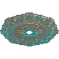 thumbnail image 3 of 33 1/4"OD x 3 5/8"ID x 1"P Scroll Medallion (Fits Canopies up to 3 5/8"), Hand-Painted Copper Green Patina, 3 of 6