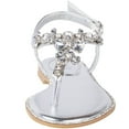 thumbnail image 3 of SheSole Women's Sparkly Rhinestone T-Strap Silver Flat Sandals Dressy Thong Beach Wedding Shoes US 8, 3 of 7