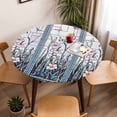thumbnail image 5 of Butterfly Elastic Fitted Round Table Cover Blue Leaves Floral Waterproof Outdoor Tablecloth for Holiday Party, Picnic, Patio & Dining Fits Tables Up to 45"-54", 5 of 8