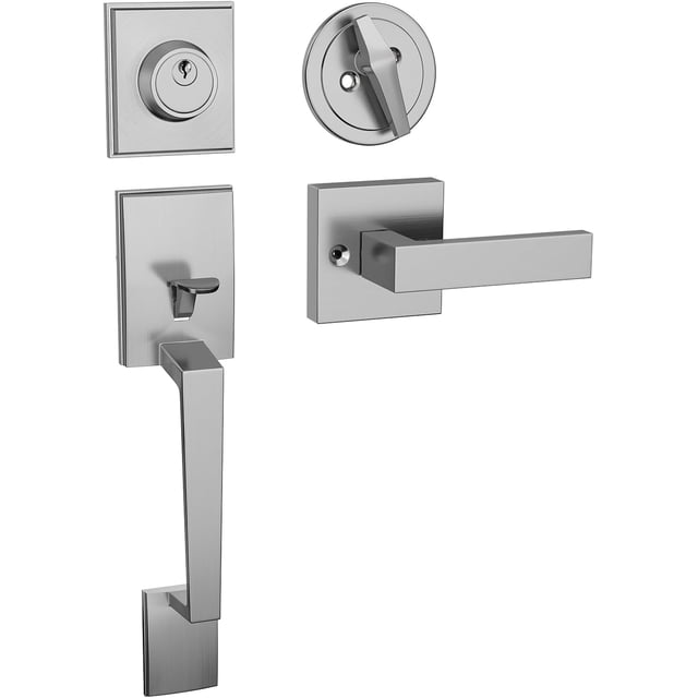 Front Door Handle and Deadbolt Set Single Cylinder and Lever Handle Fit Entry Door Reversible for Right and Left Handed Doors Rust and Heavy Duty Matte