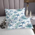 thumbnail image 3 of YST Coastal Quilt Set King Nautical Beach Bedspread Set For Young Child Cartoon Starfish Seaweed Seashell Coverlet Set Teal Sea Life Bed Set, 3 of 5