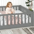thumbnail image 6 of UHOMEPRO Full Size Floor Bed with Door and Fence for Kids, Toddler Bed Montessori Floor Bed with Slats and Safety Guardrails, Solid Wood Full Bed Frame for Girls Boys Kids Bedroom, Gray, 6 of 14