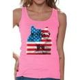 thumbnail image 1 of Awkward Styles Women's American Flag Cat Graphic Tank Tops USA Flag Cat Independence Day 4th of July, 1 of 4