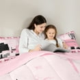 thumbnail image 4 of Manfei Black Pink Ombre Bedding Comforter Set 7-Piece for Girls, Princess Bow Knot Full Bedding Set, Ribbon Bowtie Fitted Sheet Flat Sheet, Breathable Home Decor, 4 of 8