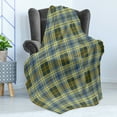 thumbnail image 4 of Abstract Soft Flannel Fleece Throw Blanket, Dark Toned Checkered Motif English Geometric Folk Textured Design, Cozy Plush for Indoor and Outdoor Use, 50" x 70", Slate Blue Blue Grey, by Ambesonne, 4 of 5