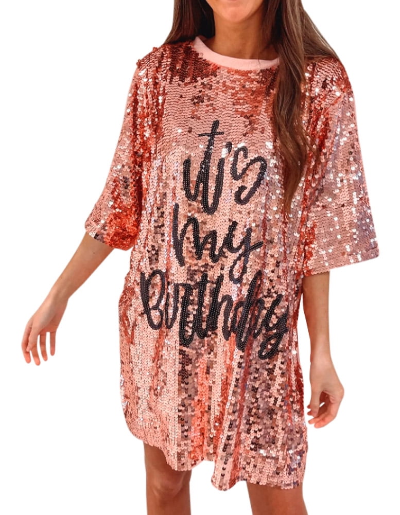 rose gold sequin shirt dress Baltic Born Womens Asta Sequin Shift Dress | Rose Gold main image 1