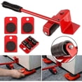 thumbnail image 1 of Kit para mover muebles pesados ​​sin esfuerzo, kit para mover muebles, kit de palanca y carro para muebles, 1 barra de elevación y 4 ruedas móviles, hasta 400 kg (hy), 1 of 5