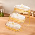thumbnail image 6 of TISHITA Serving Platters Dried Fruit Plates 3 Tier Portable with Lid Bowls Appetizer Tray Candy Nut Dishes for Fruits Cookies brown, 6 of 8