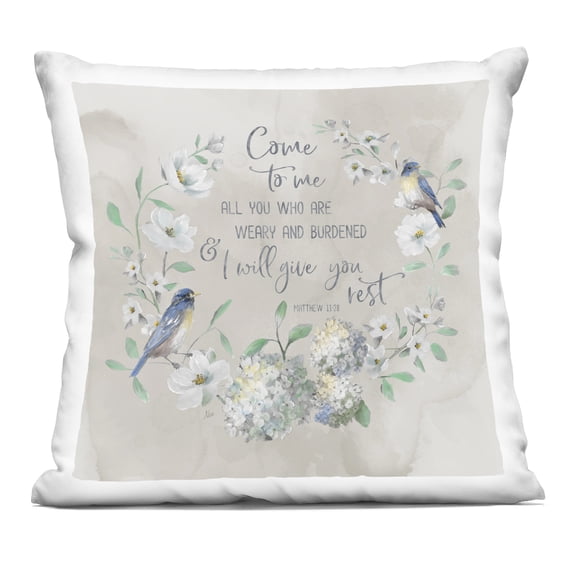 Stupell Industries Comforting Proverb & Wreath Design by Nan Throw Pillow