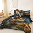 thumbnail image 3 of Erosebridal Green RV Car Bedding Comforter Set 7pcs for Teens Boys Girls,Kids Rustic Cottage Happy Camping Queen Bedding Sets,Black Reversible,Breathable Home Decor, 3 of 6