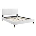 thumbnail image 2 of Modway Peyton Lit Plateforme Grand Format en Velours de Performance de Style Moderne, Blanc, 2 of 12