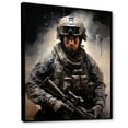 thumbnail image 2 of Designart "Modern Warfare featuring US Soldier" Americana Framed Wall Art - Global Black Military Bedroom Framed Canvas Wall Art, 2 of 6