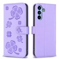 thumbnail image 3 of SaniMore for Samsung Galaxy A14 5G Wallet Case, PU Leather Embossed Flower Adjustable Stand Card Slots Cash Pocket Business Shell Styllish Full Protective Shockproof Anti-drop TPU Retro Design, Purple, 3 of 11