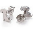 thumbnail image 2 of 6 Pair 304 Stainless Steel Puppy Stud Earrings Non-allergenic Earrings Dog Silhouette Earrings Ornament for Women DIY Necklace Bracelet Earring Jewelry Craft Making 7x8mm Pin: 0.8mm diy, 2 of 2
