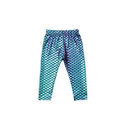 

Kids Baby Girls Mermaid Fish Stretch Long Leggings Tight Pants