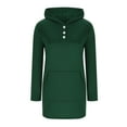 thumbnail image 4 of ZQGJB Tunic Hoodie Tops for Women Long Sleeve Casual Fall Winter Quarter Button up Hooded Sweatshirt Lightweight Loose Irreugular Hem Oversize Comfy Pullover Tops with Pockets Green XL, 4 of 7