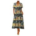 thumbnail image 2 of Robes Femmes Grande Taille Imprimé Quotidien Décontracté Manches Courtes Vintage Bohème Col en V Robe en Liquidation, 2 of 6