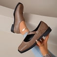 thumbnail image 5 of Womens Square Toe Ballet Flats Mary Jane T-Strap Adjustable Buckle Low Heel Comfortable Work Shoes Coffee,Size 5.5, 5 of 9