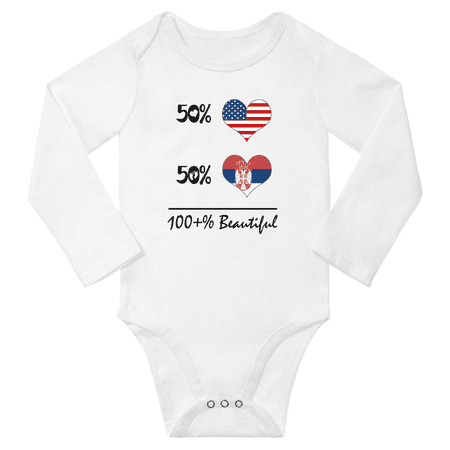 

50% Serbian + 50% American = 100+% Beautiful Baby Long Sleeve Bodysuit (White 18 Months)