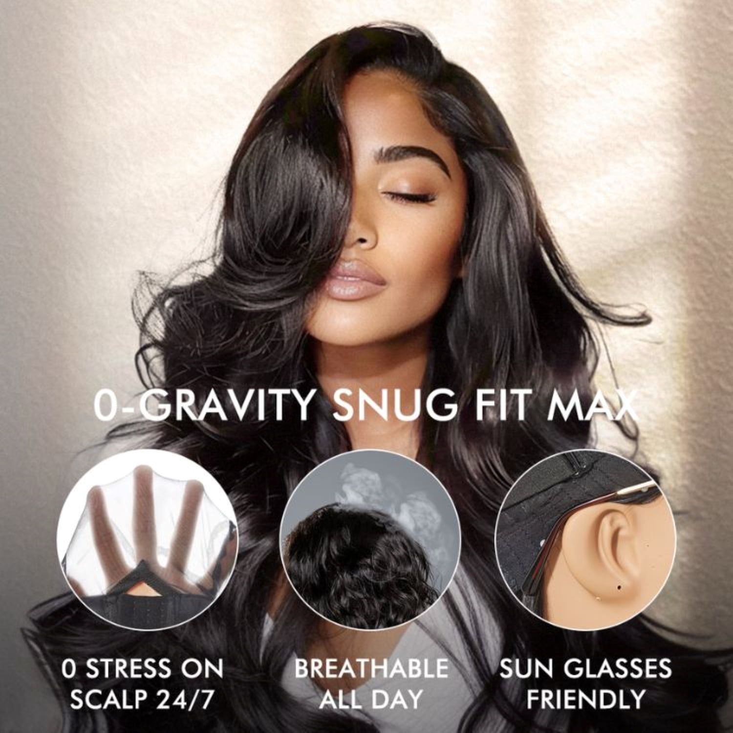 LUVME All-Day Comfort™ Wig 200% Density Voluminous Loose Body Wave Glueless Minimalist HD Lace Wig Pre-Cut Lace 14" Brown Higlight 1 pc for Woman