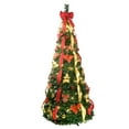 thumbnail image 2 of RAYOCON 7.5FT Pre-Lit Pop-Up Christmas Tree with 200 Warm  Lights, Fully Decorated Red & Gold Ornaments, Easy Assembly Collapsible Holiday Decor, 2 of 9