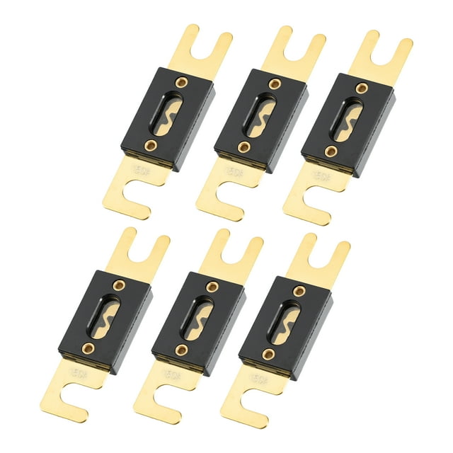 Unique Bargains 6pcs 150A Gold Tone Plated ANL Fuse Universal Fit for Inverter Car Vehicle Truck Audio
