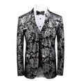 thumbnail image 1 of Mens Luxury Paisley Suit Jacket Gold Shiny Slim Fit Button Down Blazer, 1 of 5