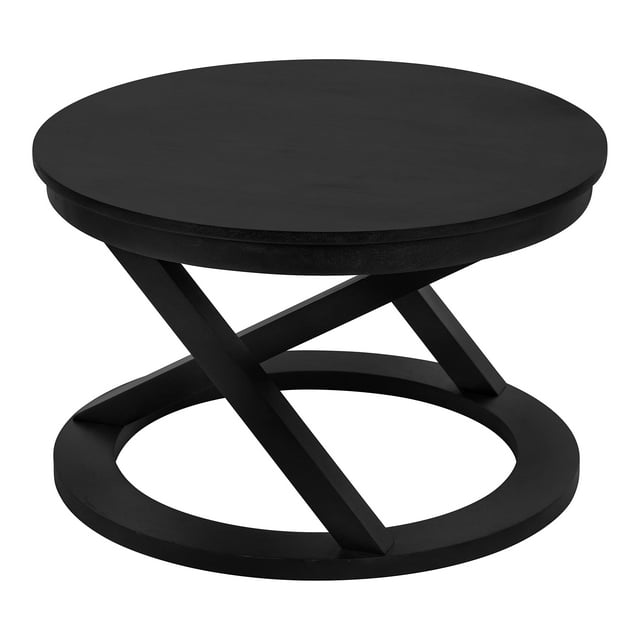 Kate and Laurel Aja Modern Round Wood coffee Table, 26 Inch Diameter, Black, Decorative contemporary Transitional coffee Table for Hosting, Storage, and Display