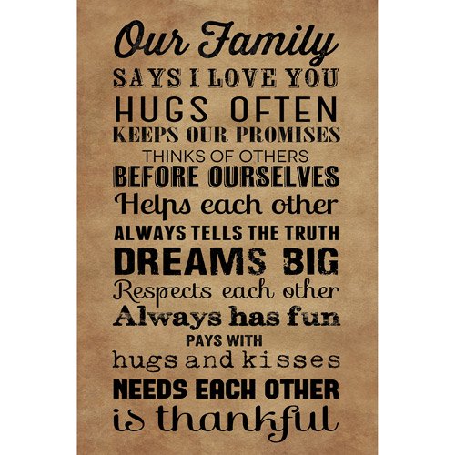 Canvas Wall Art "Our Family" rules, 21.5" x 32.5"