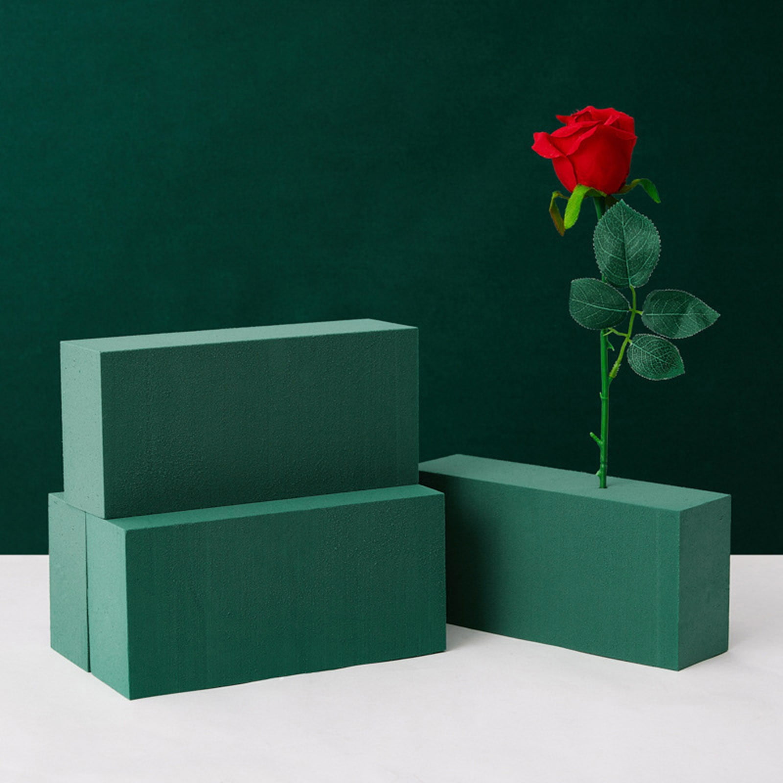 Piwvid Set of 3 Green Floral Foam Blocks for Wet and Dry Flower Arranging, 8.86"L x 4.1"W x 2.76"H Squares for DIY Fresh and Artificial Flower Crafts and Centerpieces