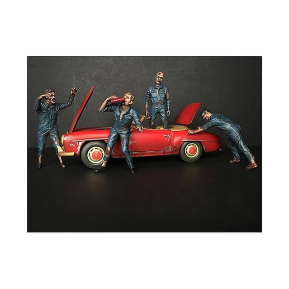 American Diorama 38197-38198-38199-38200 Zombie Mechanics Got Zombies Figurine Set For 1 by 18 Scale Models - 4 Piece