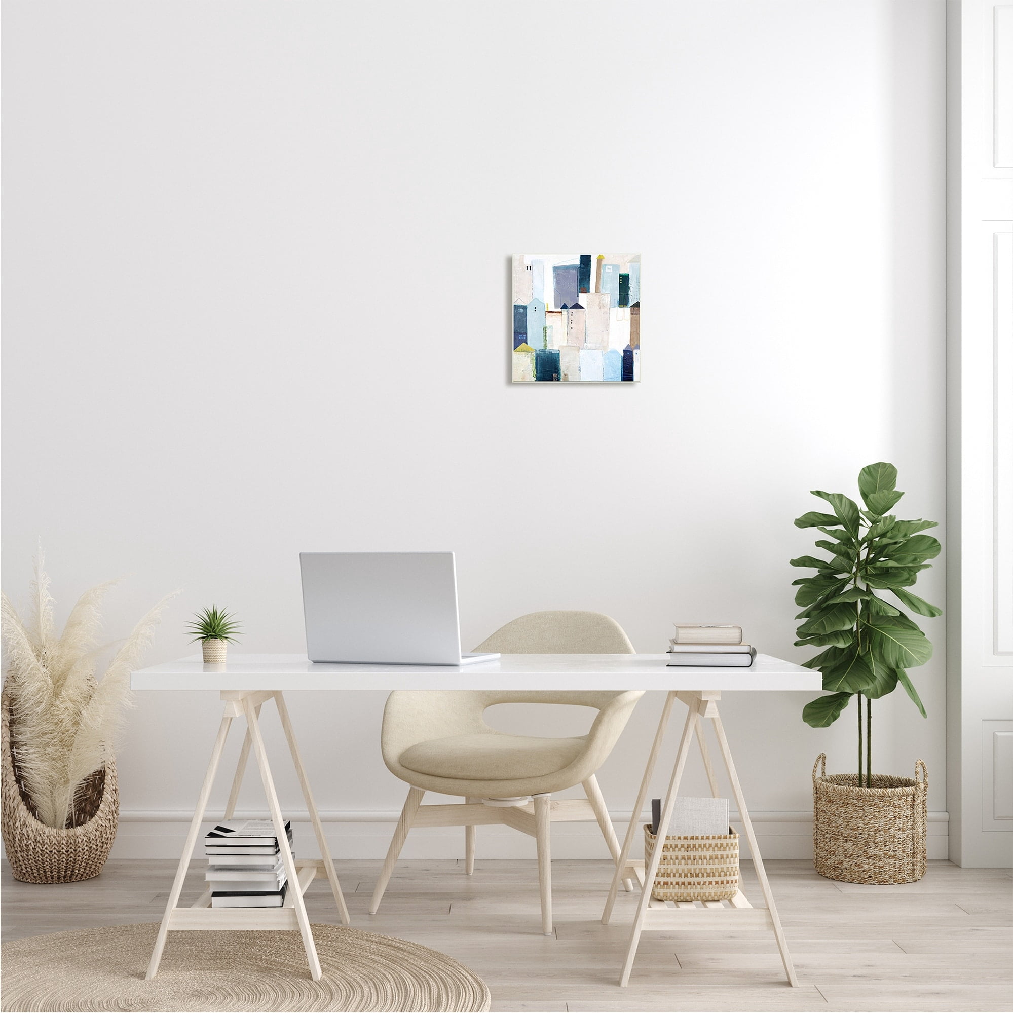 Stupell Industries Urban City Street Abstract Landscape Painting Blue Beige, 12 x 12, Design by Design Fabrikken