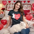 thumbnail image 4 of Womens Be Mine Cat T Shirt Cute Valentines Day Kitten Heart Graphic Novelty Tee Womens Graphic Tees, 4 of 9
