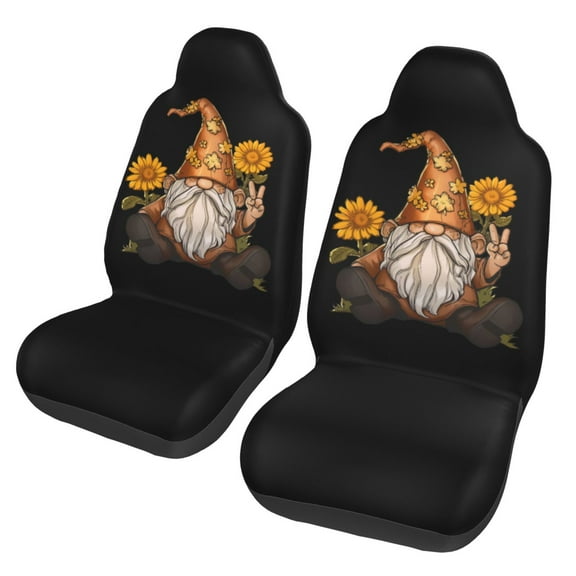 KAKALAD Brown Sunflower Gnome 01 Universal Car Accessories Seat Covers Set Front Vehicle Seats Protector 2 Pcs